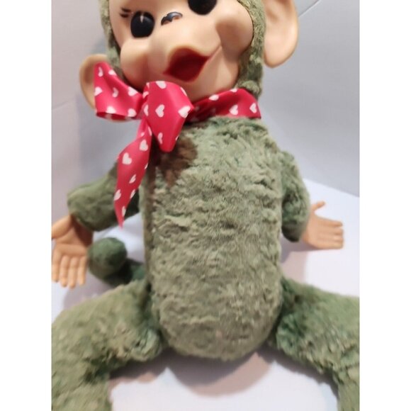 Vtg 1950's Rubber Face Green 16" Monkey Plush Stuffed Rushton My Toy Co Rare - Picture 15 of 16